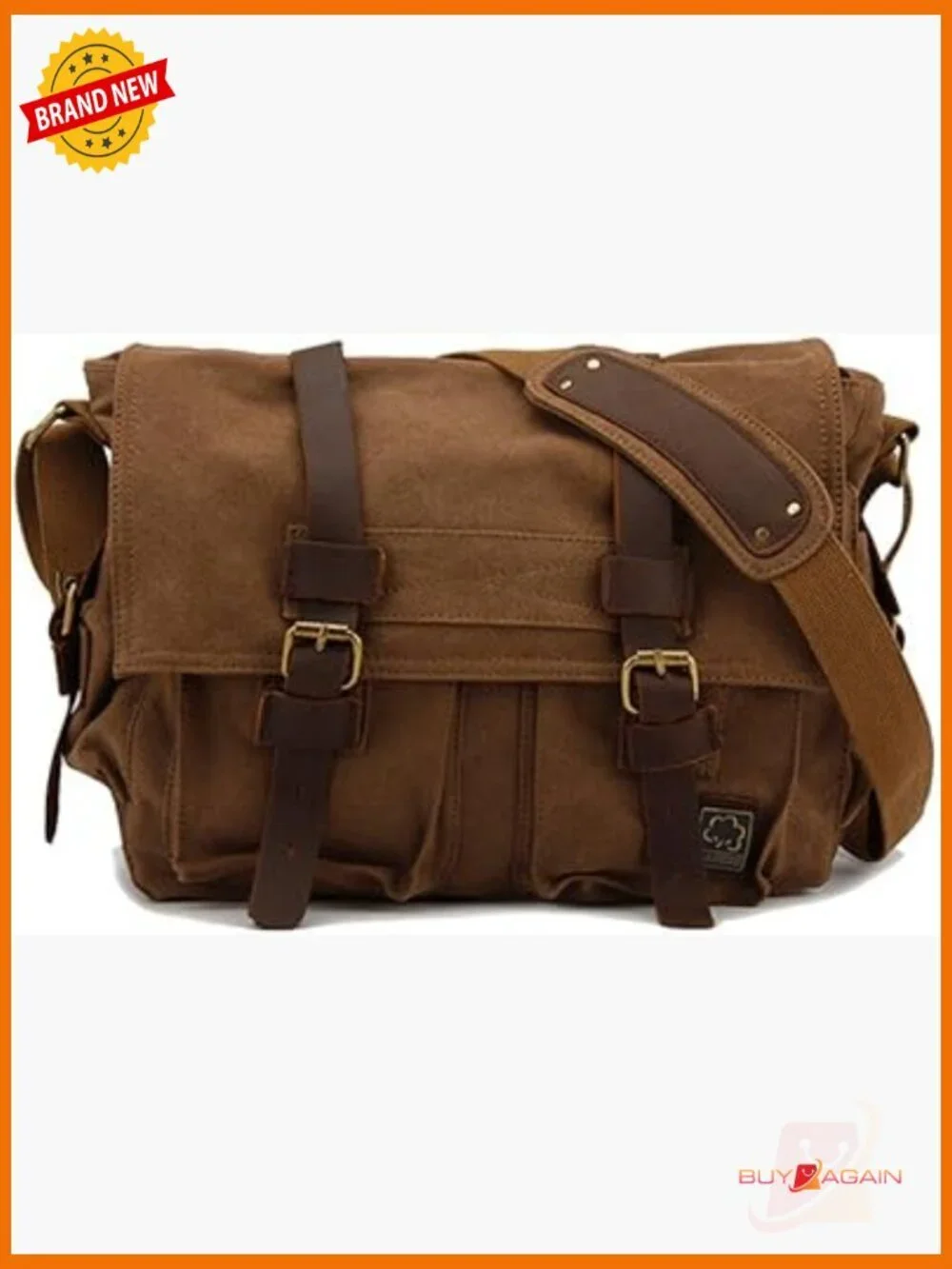 Vintage Military Leather Canvas Messenger Laptop Bag 17 inch
